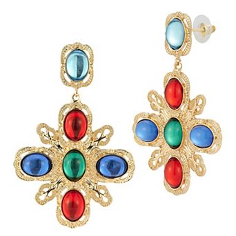 WINX Gold-Tone Oval Cubic Zirconia Post Drop Earrings