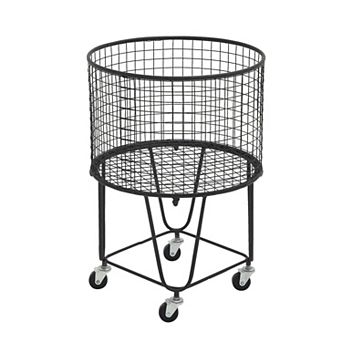 CosmoLiving by Cosmopolitan Deep-Set Rolling Metal Laundry Basket