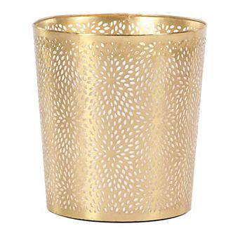 CosmoLiving by Cosmopolitan Small Laser-Carved Metal Waste Bin