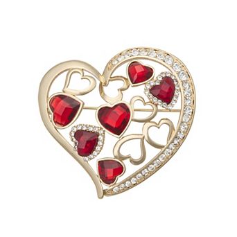 Napier Gold Tone Elevated Hearts Pin