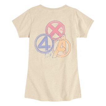 Girls 7-16 Marvel Avengers Doomsday Distressed Team Symbols Graphic Tee