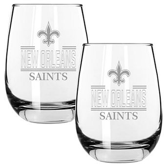 New Orleans Saints Etched Classic Crew 15-oz. Stemless Wine Glass 2 pc Set