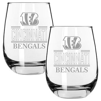 Cincinnati Bengals Etched Classic Crew 15-oz. Stemless Wine Glass 2 pc Set