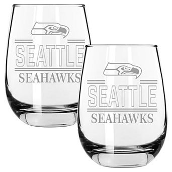Seattle Seahawks Etched Classic Crew 15-oz. Stemless Wine Glass 2 pc Set