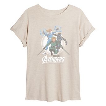 Juniors' Marvel Avengers Doomsday Female Heroes Distressed Oversized Tee