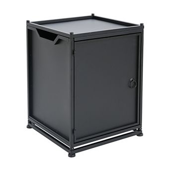 Metal Outdoor Side Table with Tank Holder, Weatherproof for Patio/Deck/Garden