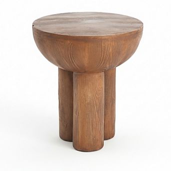 Imitated Wood Outdoor Side Table, Modern Patio End Table, Drink Table, Accent Table, Plant Stand