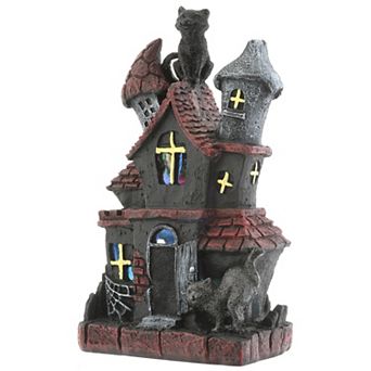 7 in Black Cats Haunted House Figuerine with LED Light