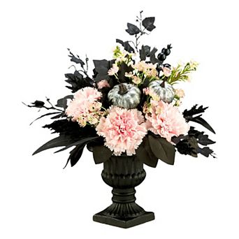 17 in Pretty Morbid Pink Carnation Halloween Centerpiece