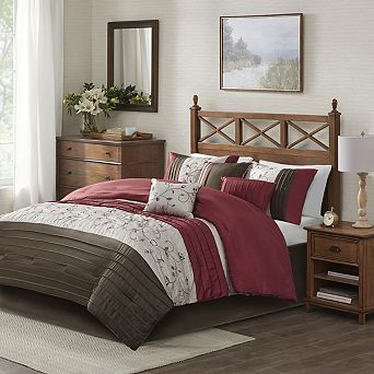 GDFStudio Embroidered 7 pc Comforter Set with Polyester Dupioni & Piecing Details