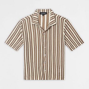 Knitted Button Down Shirt - Brown