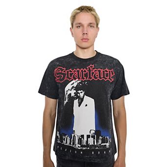Scarface City Skyline Washed Short Sleeve Tee - Black