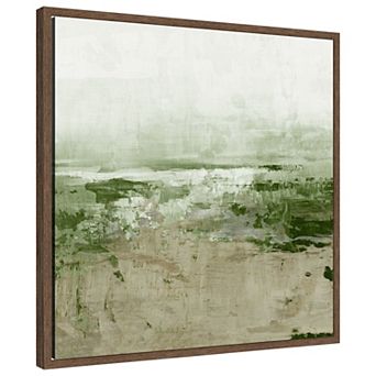 Muted Landscape in Greens by Emma Peal Framed Canvas Wall Art Print
