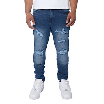 Classic Distressed Skinny Jeans - Medium Indigo