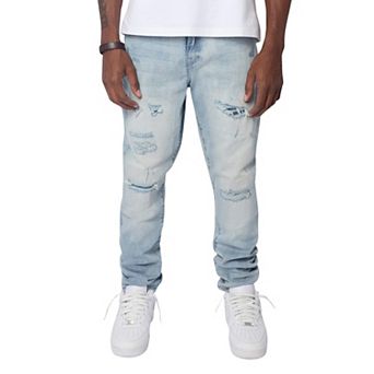 Ice Wash Distressed Skinny Jeans - Light Blue