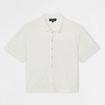 Textured Honey Comb Button Down Shirt - White