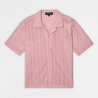Riviera Button Down Knit Short Sleeve Shirt - Pink