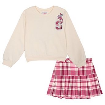 Marvel Spider-Man Fleece Sweatshirt and Plaid Pleated Skirt Set