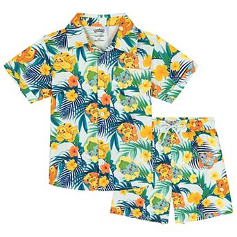 Pokemon Swimwear 2 pc Camp Shirt and Swim Trunks Set