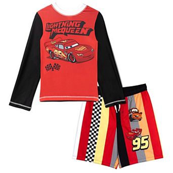 Disney's Cars 2 pc Swimwear Rash Guard and Swim Trunks Set