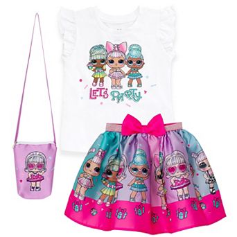 L.O.L. Surprise! T-Shirt and Satin Skirt Set with Bag