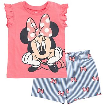 Disney Minnie Mouse Graphic T-Shirt and Chambray Shorts Set