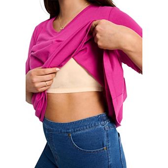 Woman Within Plus Size Built-In Bra V-Neck Short-Sleeve Tee