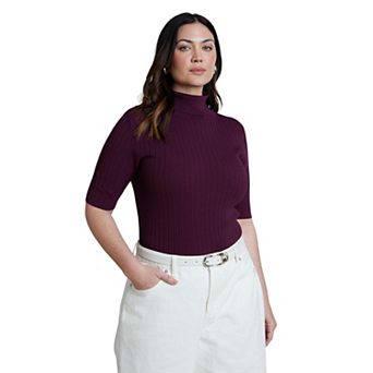 ELOQUII Women's Plus Size Ribbed Turtleneck Sweater