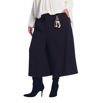 June & Vie Women's Plus Size Pleated Wide-Leg Culottes