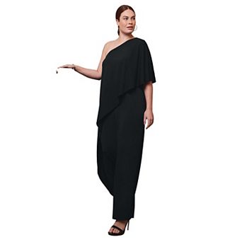Avenue Women's Plus Size Audrey One Shoulder Jumpsuit