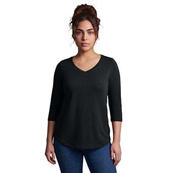 Avenue Women's Plus Size Signature 3/4 Sleeve V-Neck Tee