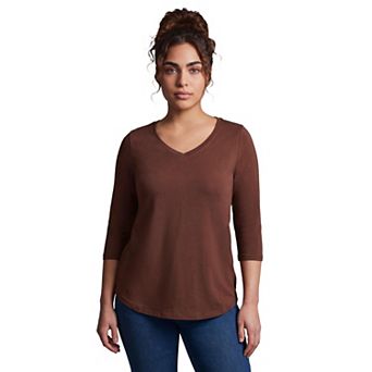 Avenue Women's Plus Size Signature 3/4 Sleeve V-Neck Tee