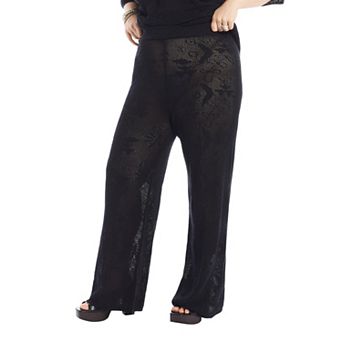June & Vie Women's Plus Size Straight-Leg Jacquard Knit Pant
