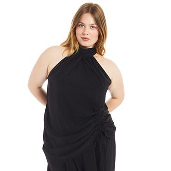 June & Vie Women's Plus Size Asymmetric Hem Halter Top