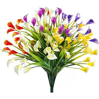 20-Pack UV Resistant Calla Lily Artificial Flowers, Color Mix, for Indoor/Outdoor Decor