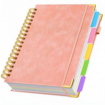 5 Subject Hardcover Spiral College Ruled Notebook, 100gsm Paper 300 Pages Removable Dividers