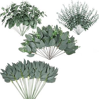 150-Pack Artificial Eucalyptus Leaves, Mixed Fake Greenery for DIY Bouquets Wedding Decor