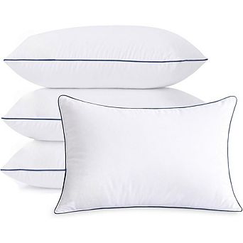 Queen Pillows Set of 4,Soft Microfiber Bed Pillows,Hollow Fiber,for Back & Stomach Sleepers