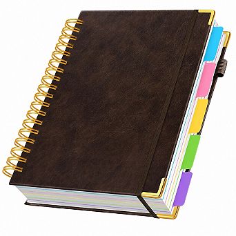 Hardcover Spiral Notebook 5 Subject College Ruled 300 Pages Removable Dividers