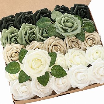 25 pc Artificial PE Foam Roses With Stems For DIY Wedding Bouquets Party Home Decor