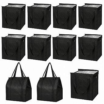Reusable Insulated Grocery Totes Zipper Handles Foldable For Hot Cold Food