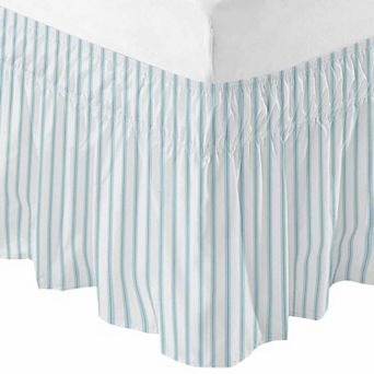 Bed Skirt 16 Inch Drop Wrap Around Elastic Dust Ruffle Striped Pleated Frame Cover Easy