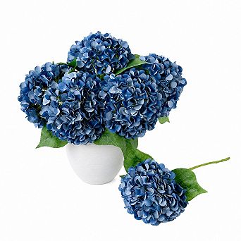 20 Inch Dark Blue Silk Artificial Hydrangea Flowers Boho Dried Touch Home Wedding Decor