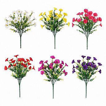 12 UV Resistant Artificial Morning Glory Flowers with Eucalyptus Leaves for Outdoor Decor