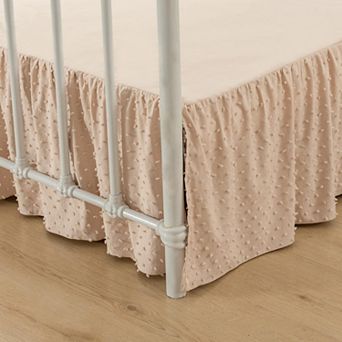 Tufted Dot Full Size Bed Skirt 12 Inch Drop Ruffled Split Corner Platform Dust Ruffle Microfiber