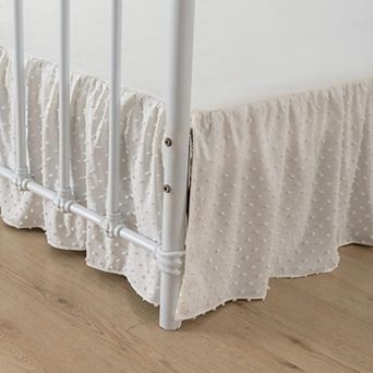 Tufted Dot Full Size Bed Skirt 12 Inch Drop Ruffled Split Corner Platform Dust Ruffle Microfiber