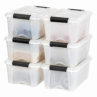 13-qt Plastic Storage Boxes 6 Pack Stackable Nestable With Lids Latches Pull Handles