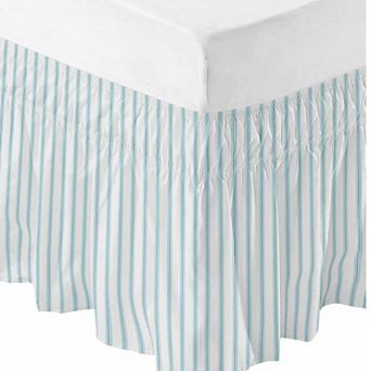 Striped Bed Skirt Size 18 Inch Drop Elastic Wrap Around Dust Ruffle Pleated Frame Cover