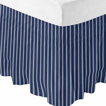 Striped Bed Skirt Size 18 Inch Drop Elastic Wrap Around Dust Ruffle Pleated Frame Cover