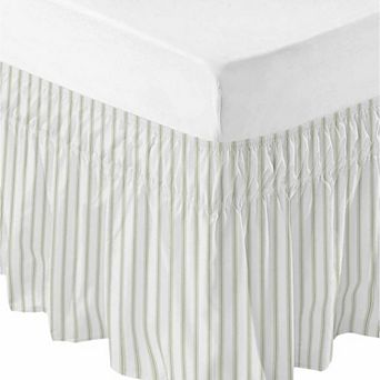 Striped Bed Skirt Size 18 Inch Drop Elastic Wrap Around Dust Ruffle Pleated Frame Cover